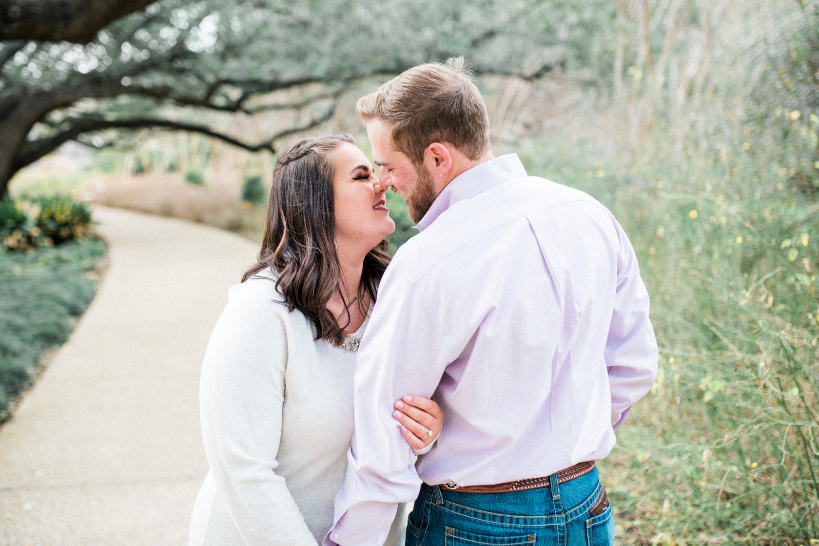 Engagement photos taken in the Fort Worth Botanic Gardens